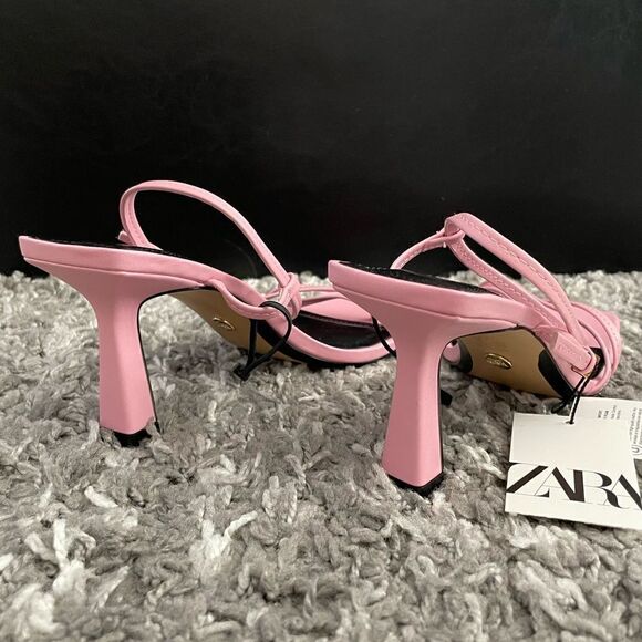 NWT Zara Strappy Heeled Leather Sandals - Picture 9 of 12